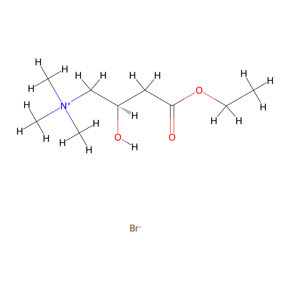 4-Ethoxy-2-hydroxy-N,N,N-trimethyl-4-oxobutan-1-aminium bromide molecular structure, CAS 14548-19-7