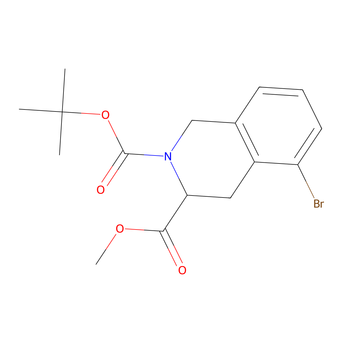 2-(tert-Butyl) 3-methyl 5-bromo-3,4-dihydroisoquinoline-2,3(1H)-dicarboxylate molecular structure, CAS 1454806-41-7