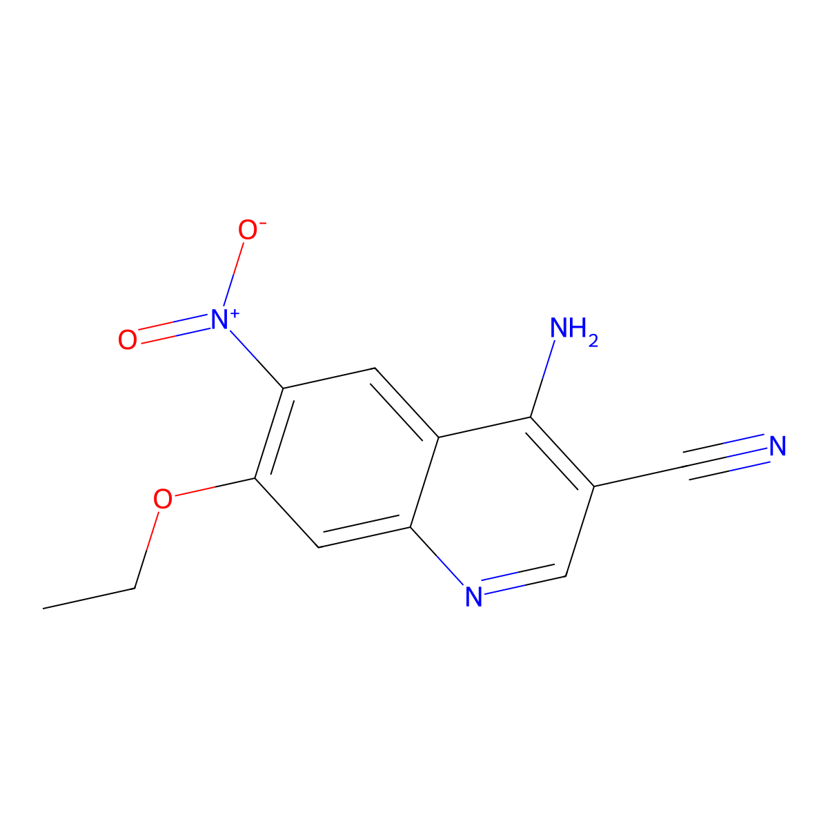4-Amino-7-ethoxy-6-nitroquinoline-3-carbonitrile molecular structure, CAS 1454846-15-1