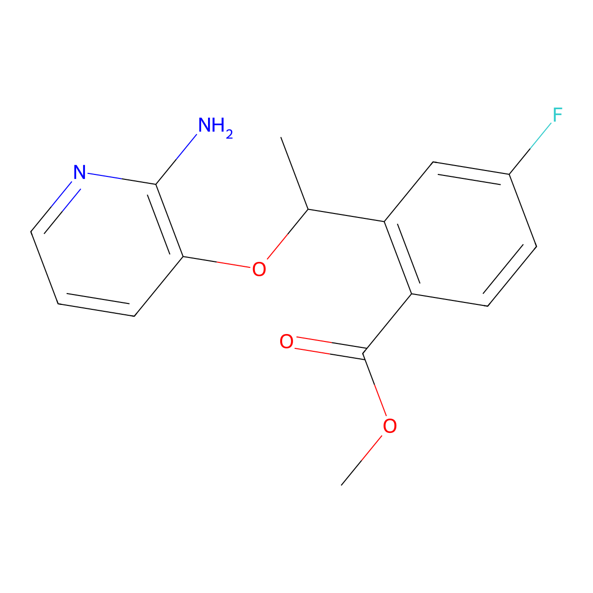 Methyl 2-[1-[(2-amino-3-pyridyl)oxy]ethyl]-4-fluoro-benzoate molecular structure, CAS 1454848-04-4