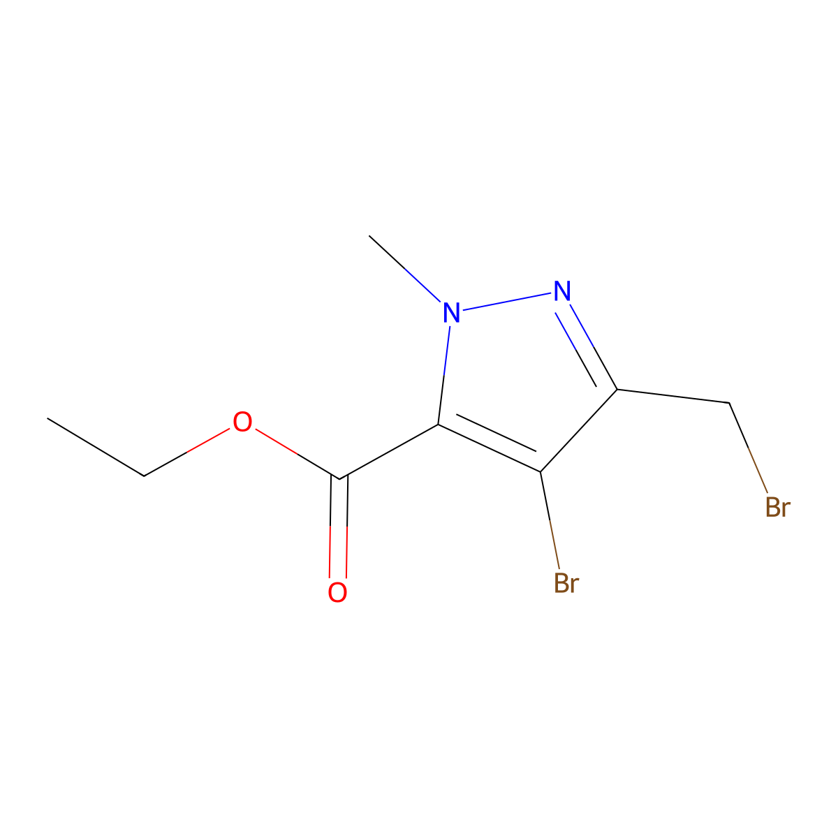 Ethyl 4-bromo-3-(bromomethyl)-1-methyl-1H-pyrazole-5-carboxylate molecular structure, CAS 1454848-19-1