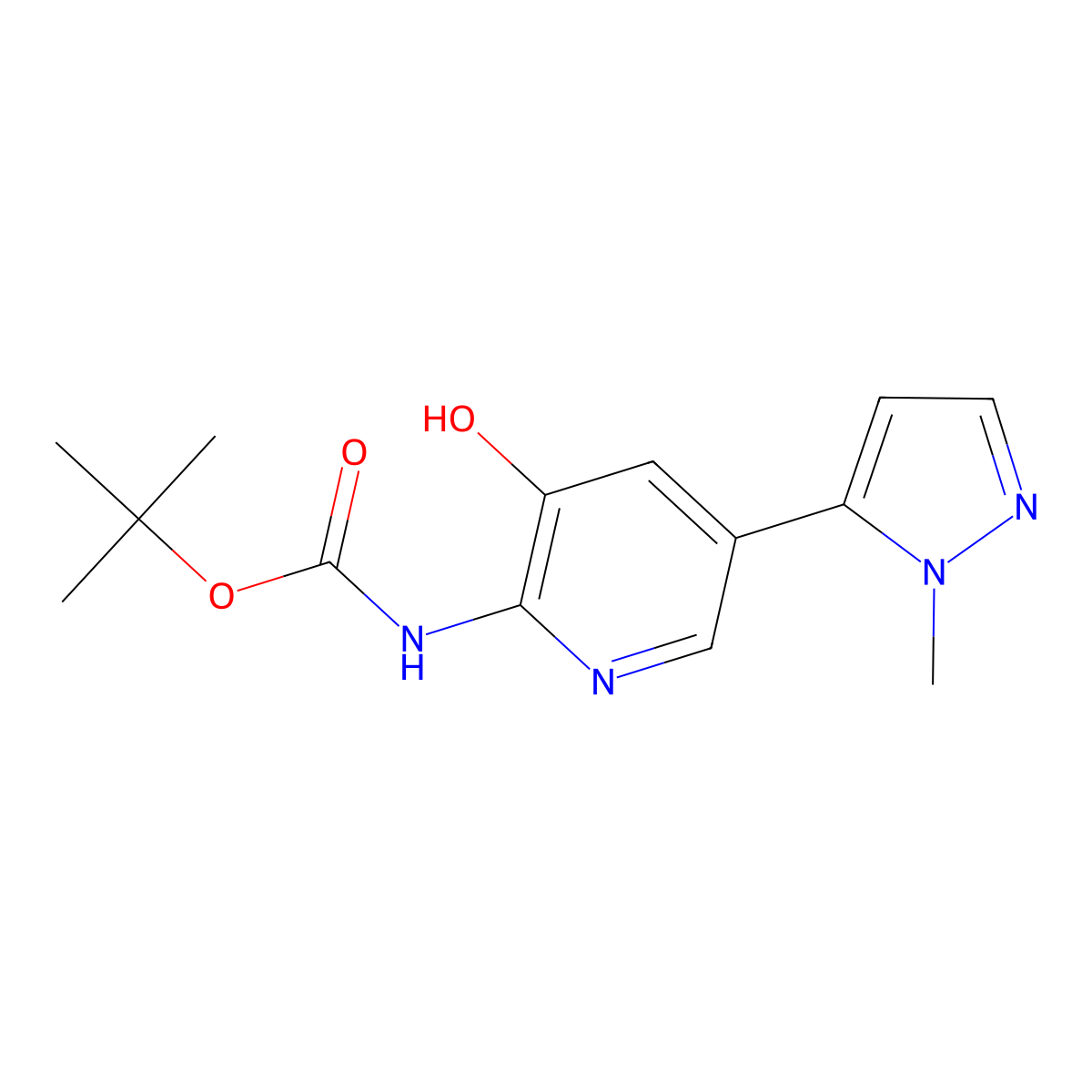 tert-Butyln-[3-hydroxy-5-(2-methylpyrazol-3-yl)pyridin-2-yl]carbamate molecular structure, CAS 1454848-55-5
