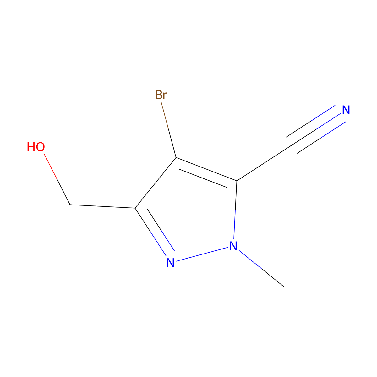 4-Bromo-3-(hydroxymethyl)-1-methyl-1H-pyrazole-5-carbonitrile molecular structure, CAS 1454848-83-9