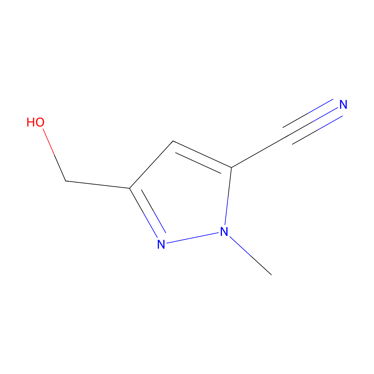 3-(Hydroxymethyl)-1-methyl-1H-pyrazole-5-carbonitrile molecular structure, CAS 1454848-84-0