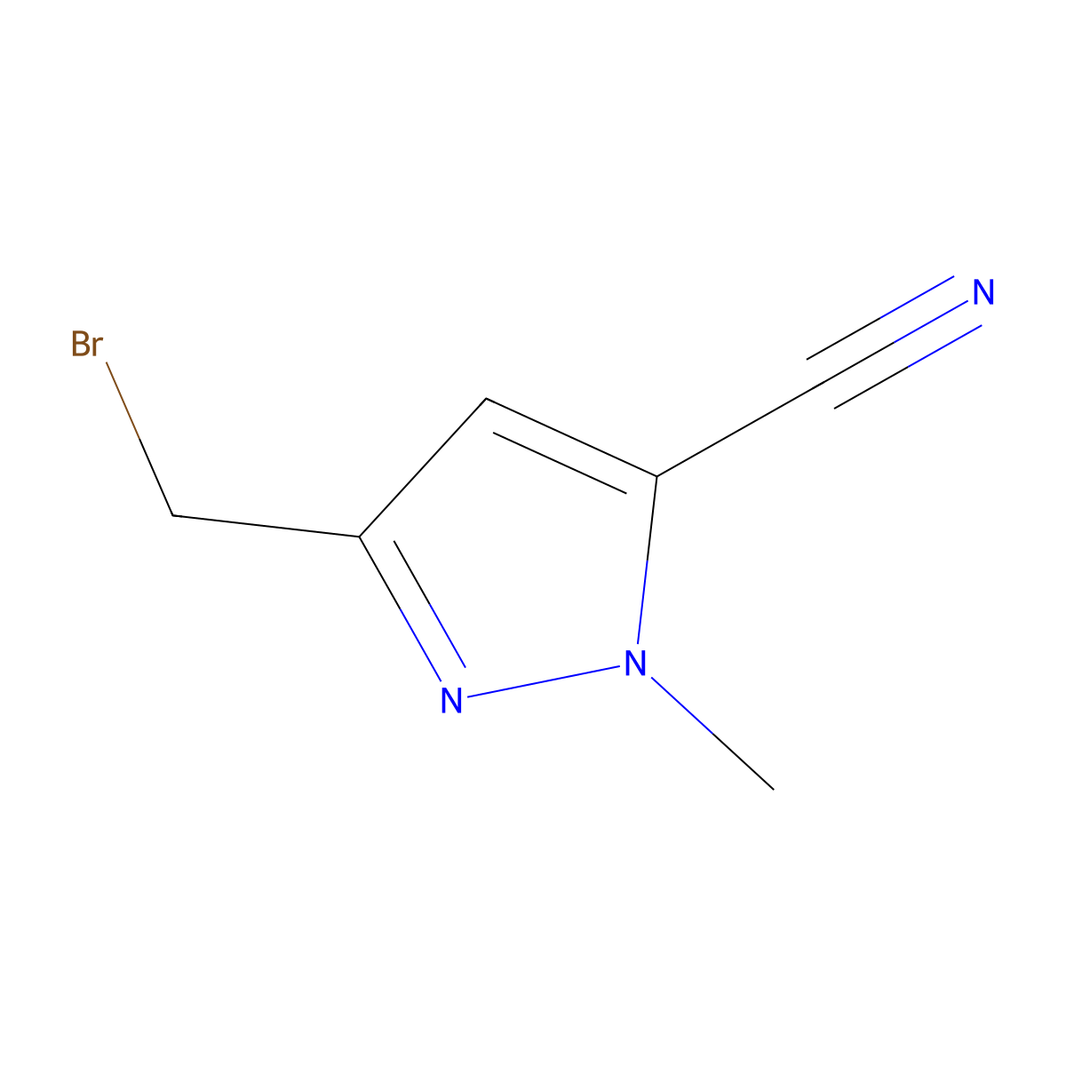 3-(bromomethyl)-1-methyl-1H-pyrazole-5-carbonitrile molecular structure, CAS 1454848-85-1