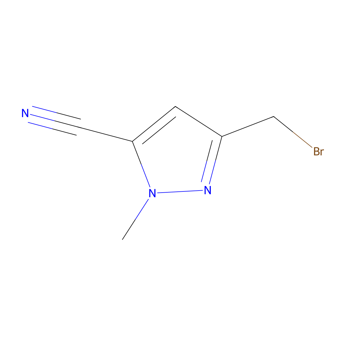 3-(bromomethyl)-1-methyl-1H-pyrazole-5-carbonitrile molecular structure, CAS 1454848-85-1