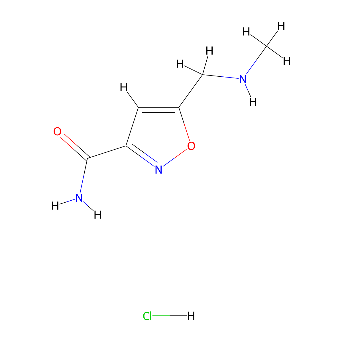 5-[(Methylamino)methyl]-3-isoxazolecarboxamide hydrochloride molecular structure, CAS 1454849-14-9