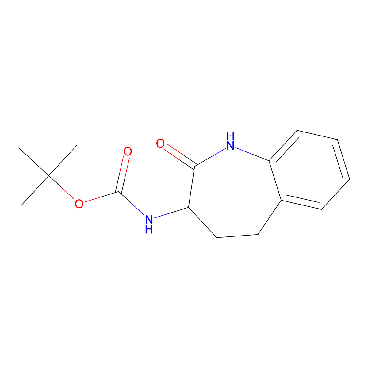 (R)-(2-Oxo-2,3,4,5-tetrahydro-1H-benzo[b]azepin-3-yl)-carbamic acid tert-butyl ester molecular structure, CAS 145485-03-6