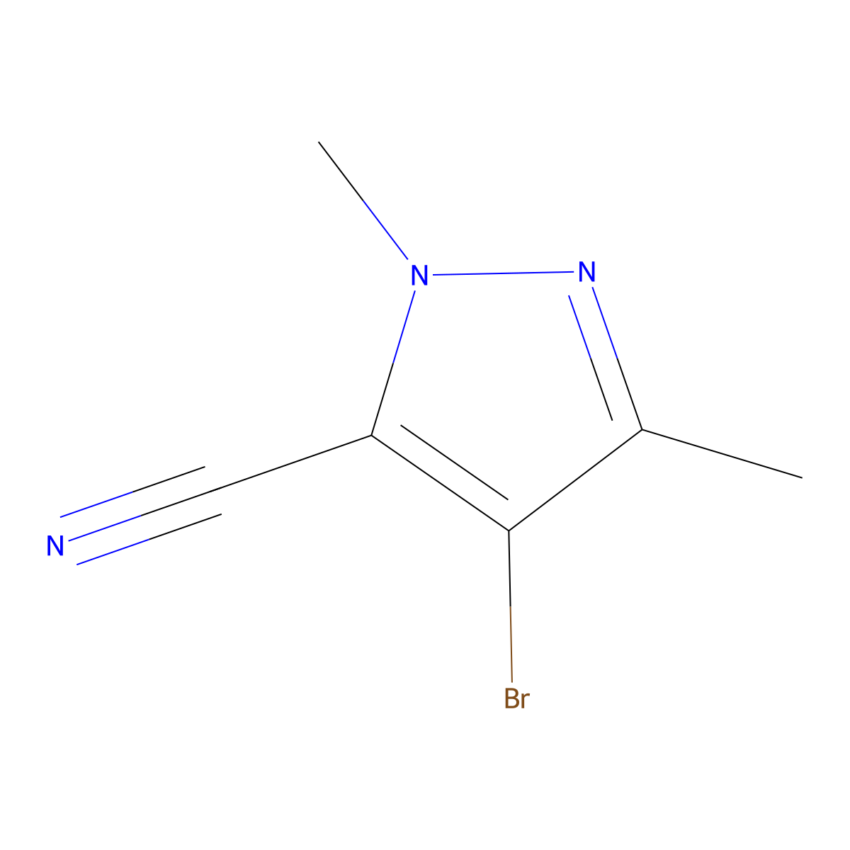 4-bromo-1,3-dimethyl-1H-pyrazole-5-carbonitrile molecular structure, CAS 1454852-95-9