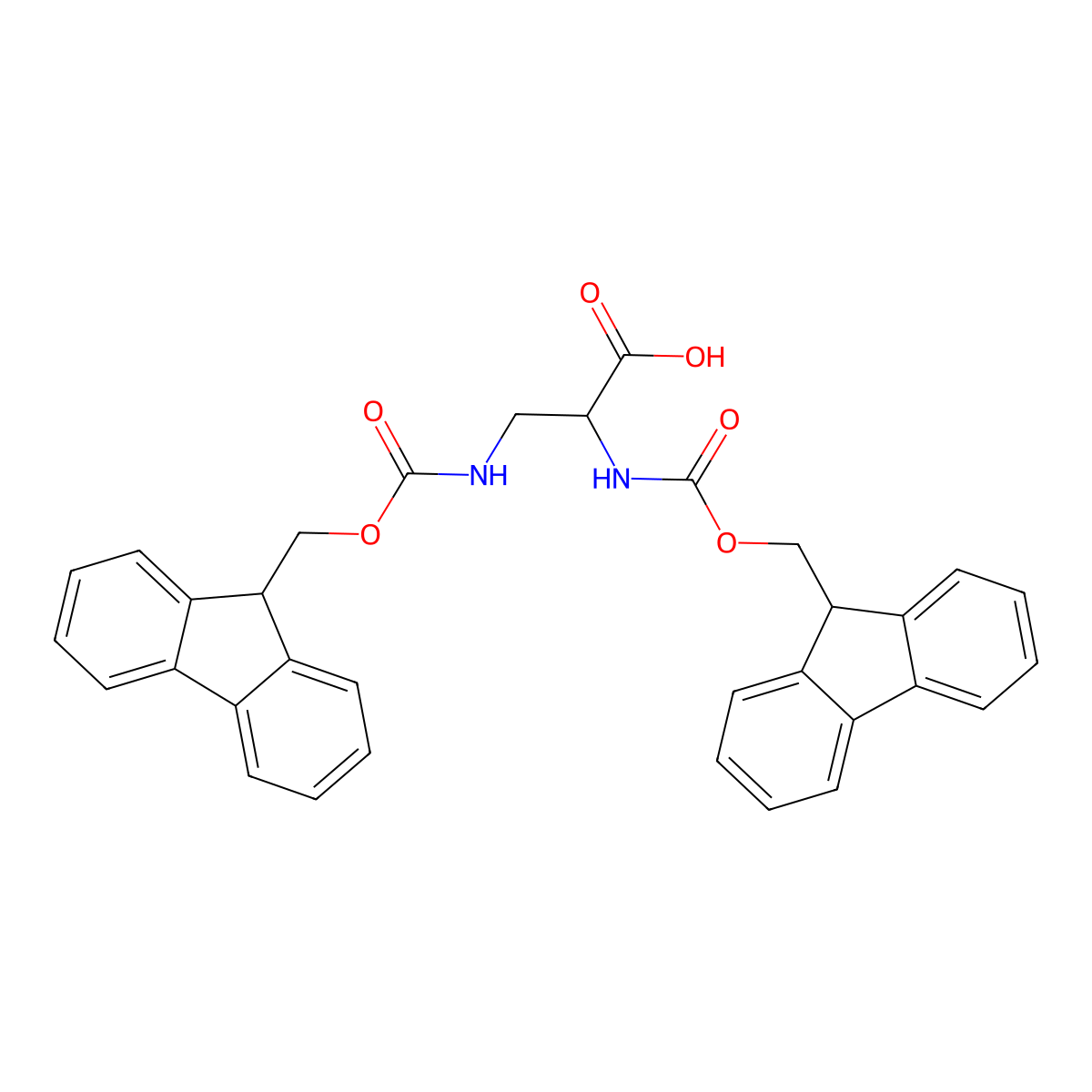 2,3-bis(9H-fluoren-9-ylmethoxycarbonylamino)propanoic Acid molecular structure, CAS 145489-09-4