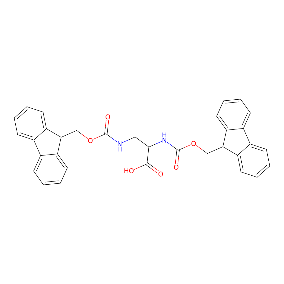 2,3-bis(9H-fluoren-9-ylmethoxycarbonylamino)propanoic Acid molecular structure, CAS 145489-09-4