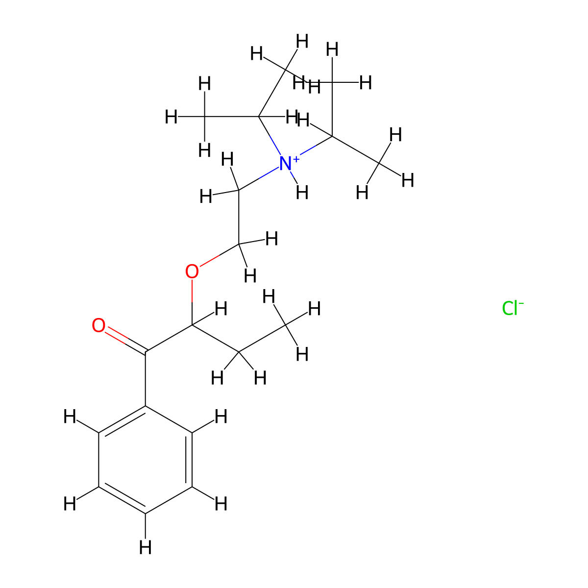 2-(2-(Di(propan-2-yl)amino)ethoxy)-1-phenylbutan-1-one--hydrogen chloride (1/1) molecular structure, CAS 14549-32-7