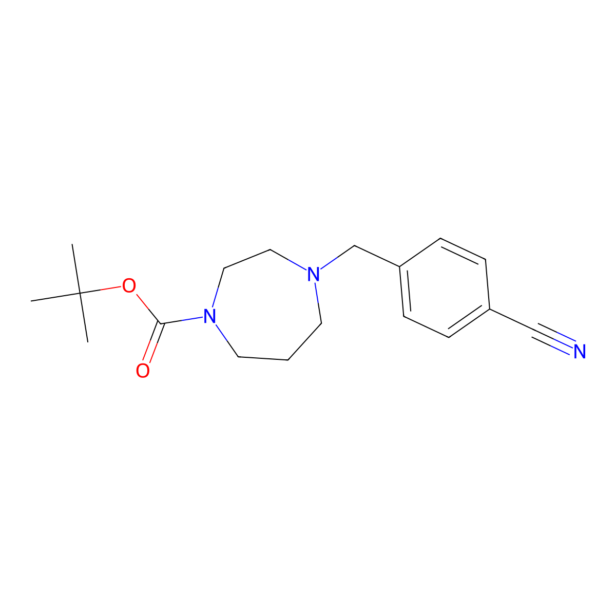 Tert-butyl 4-[(4-cyanophenyl)methyl]-1,4-diazepane-1-carboxylate molecular structure, CAS 1454900-62-9