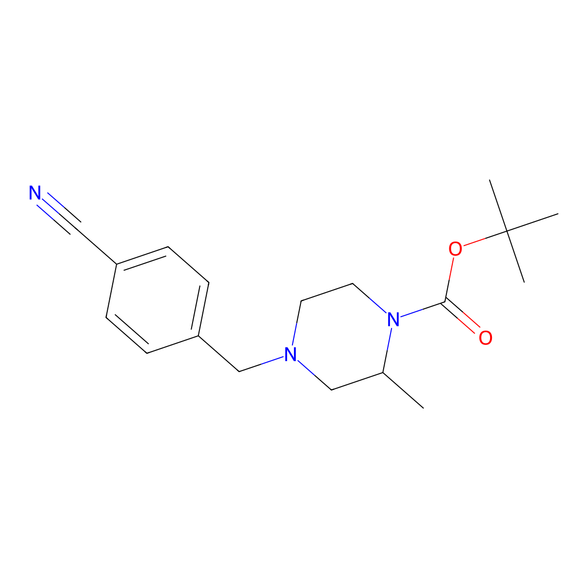 Tert-butyl 4-[(4-cyanophenyl)methyl]-2-methylpiperazine-1-carboxylate molecular structure, CAS 1454900-64-1