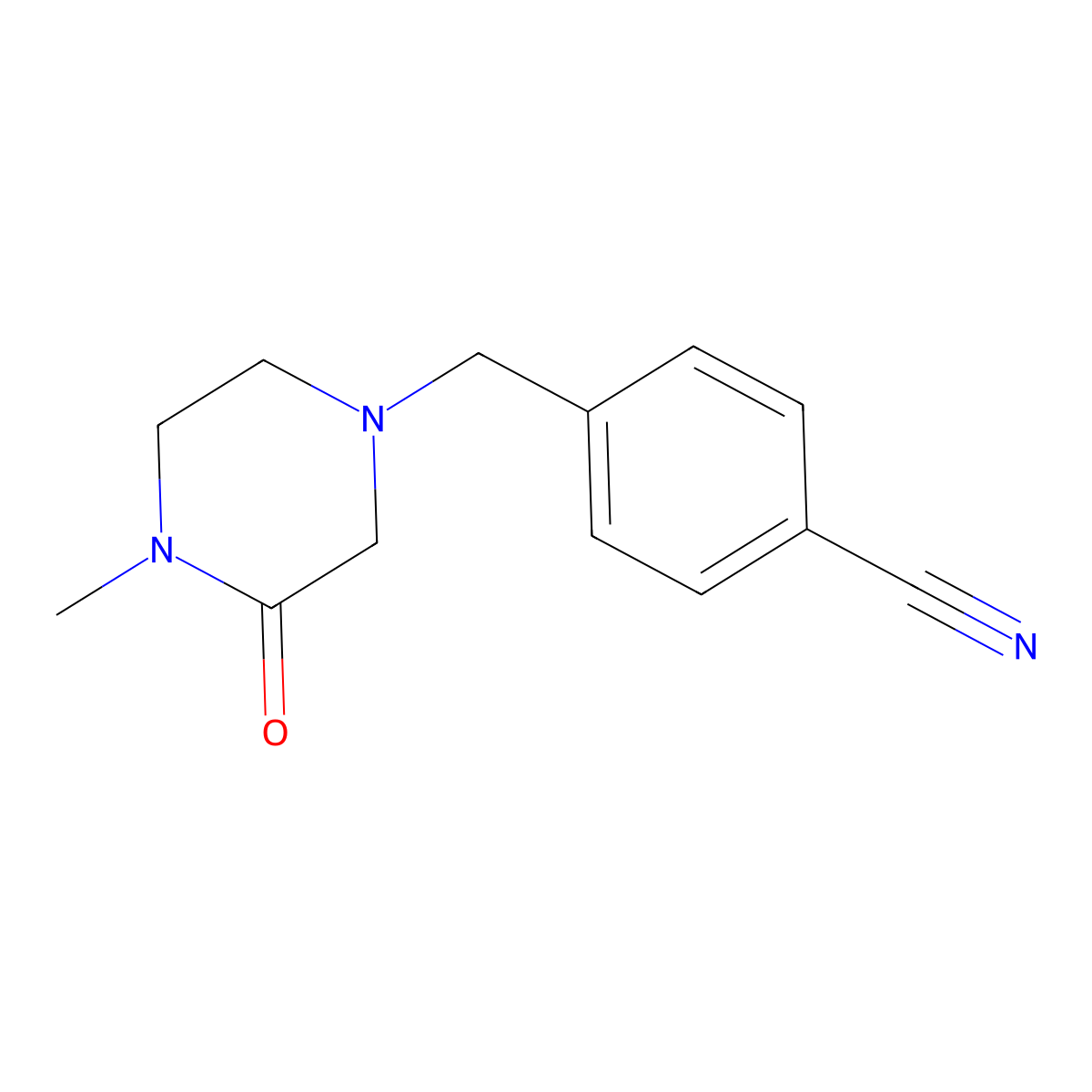 4-[(4-Methyl-3-oxo-1-piperazinyl)methyl]benzonitrile molecular structure, CAS 1454900-69-6