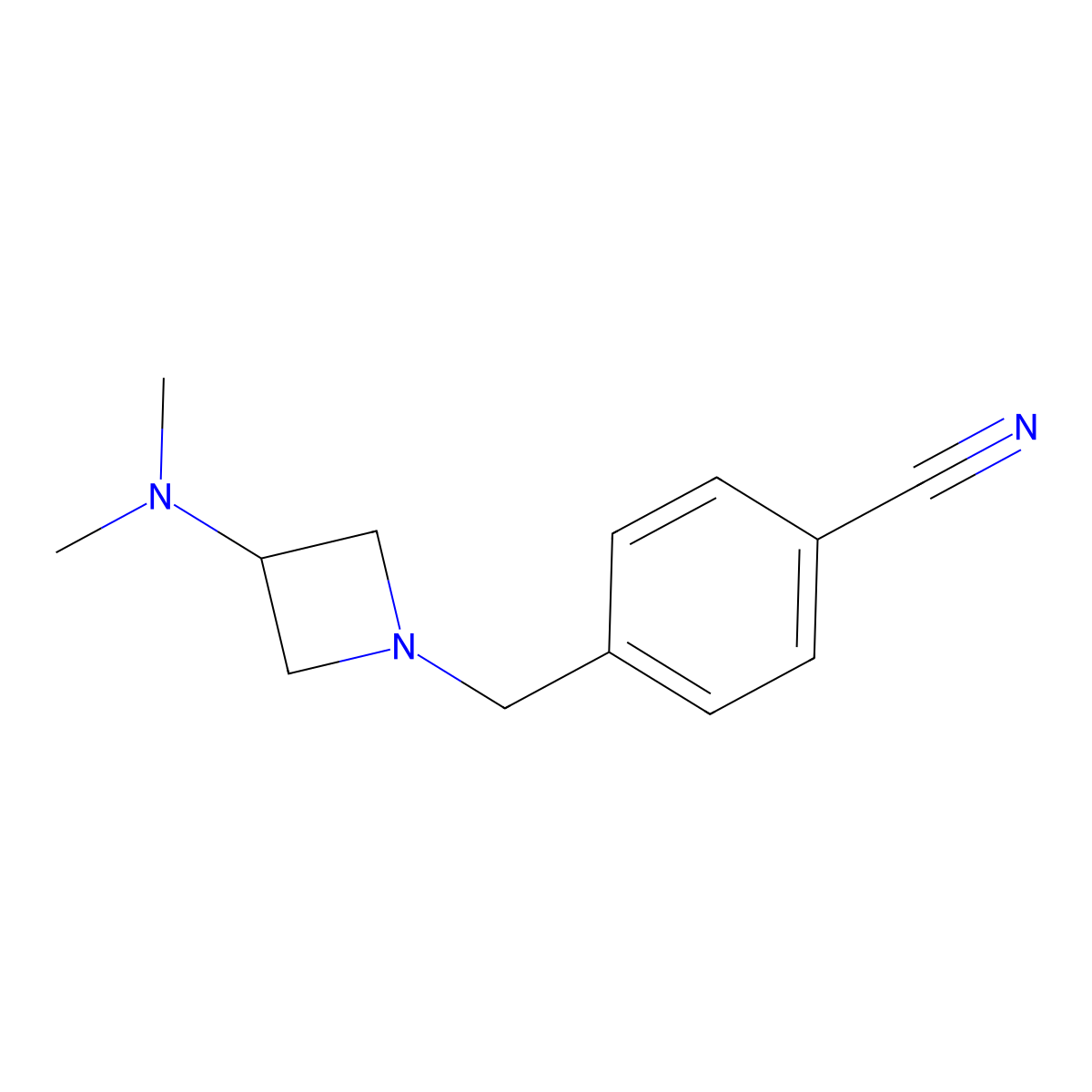 4-((3-(Dimethylamino)azetidin-1-yl)methyl)benzonitrile molecular structure, CAS 1454900-75-4