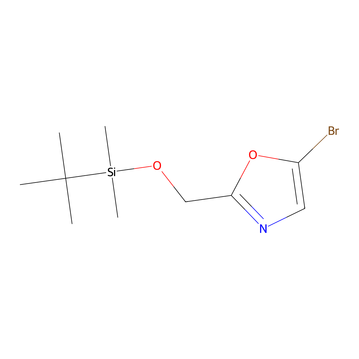 5-Bromo-2-(((tert-butyldimethylsilyl)oxy)methyl)oxazole molecular structure, CAS 1454907-13-1