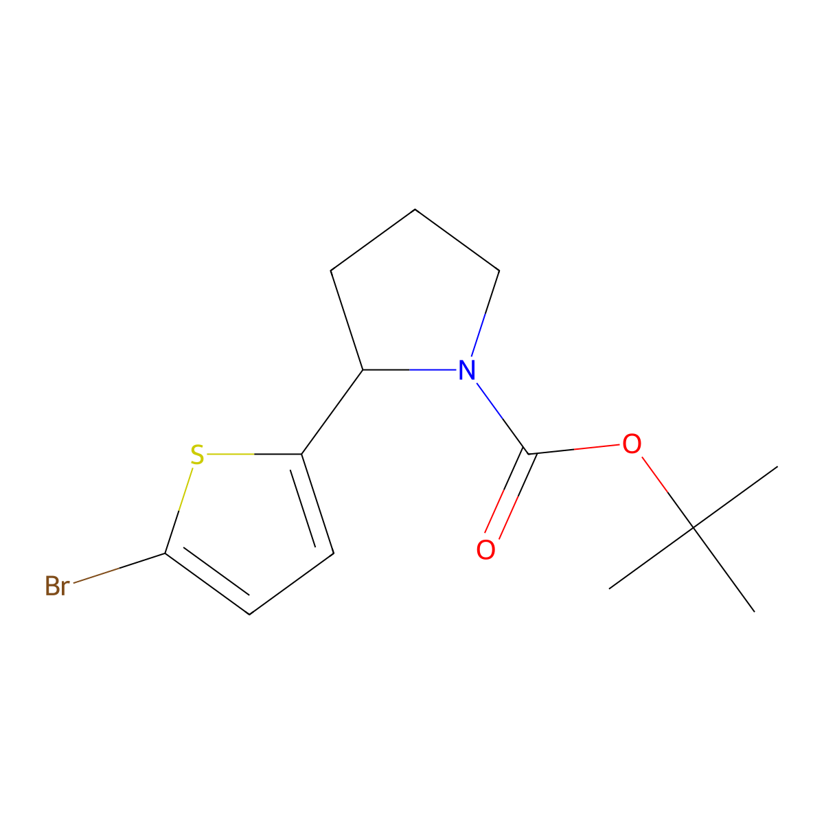 Tert-butyl 2-(5-bromothiophen-2-yl)pyrrolidine-1-carboxylate molecular structure, CAS 1454907-61-9