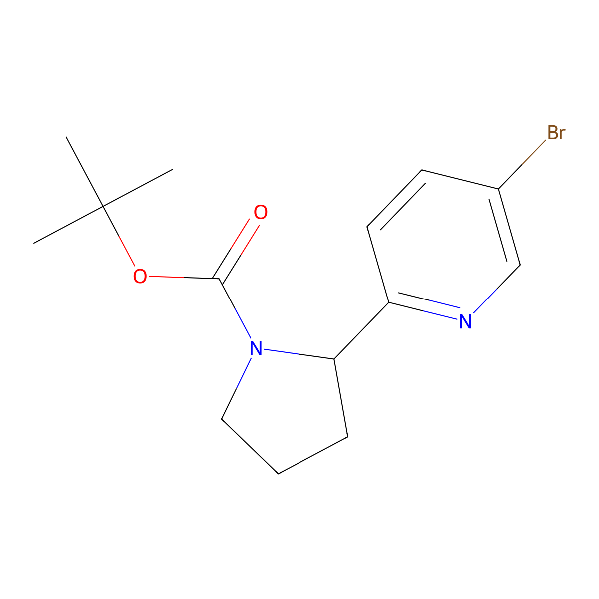 Tert-butyl 2-(5-bromopyridin-2-YL)pyrrolidine-1-carboxylate molecular structure, CAS 1454908-10-1