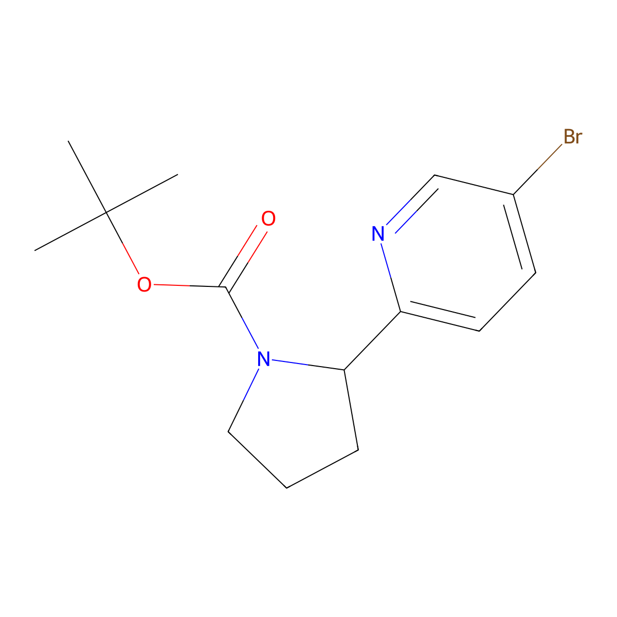 Tert-butyl 2-(5-bromopyridin-2-YL)pyrrolidine-1-carboxylate molecular structure, CAS 1454908-10-1