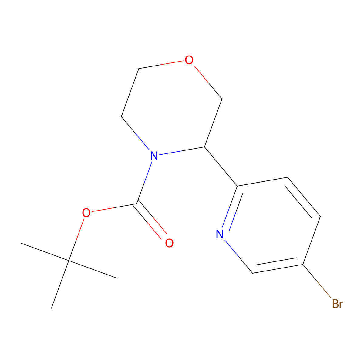 Tert-butyl 3-(5-bromopyridin-2-yl)morpholine-4-carboxylate molecular structure, CAS 1454908-13-4