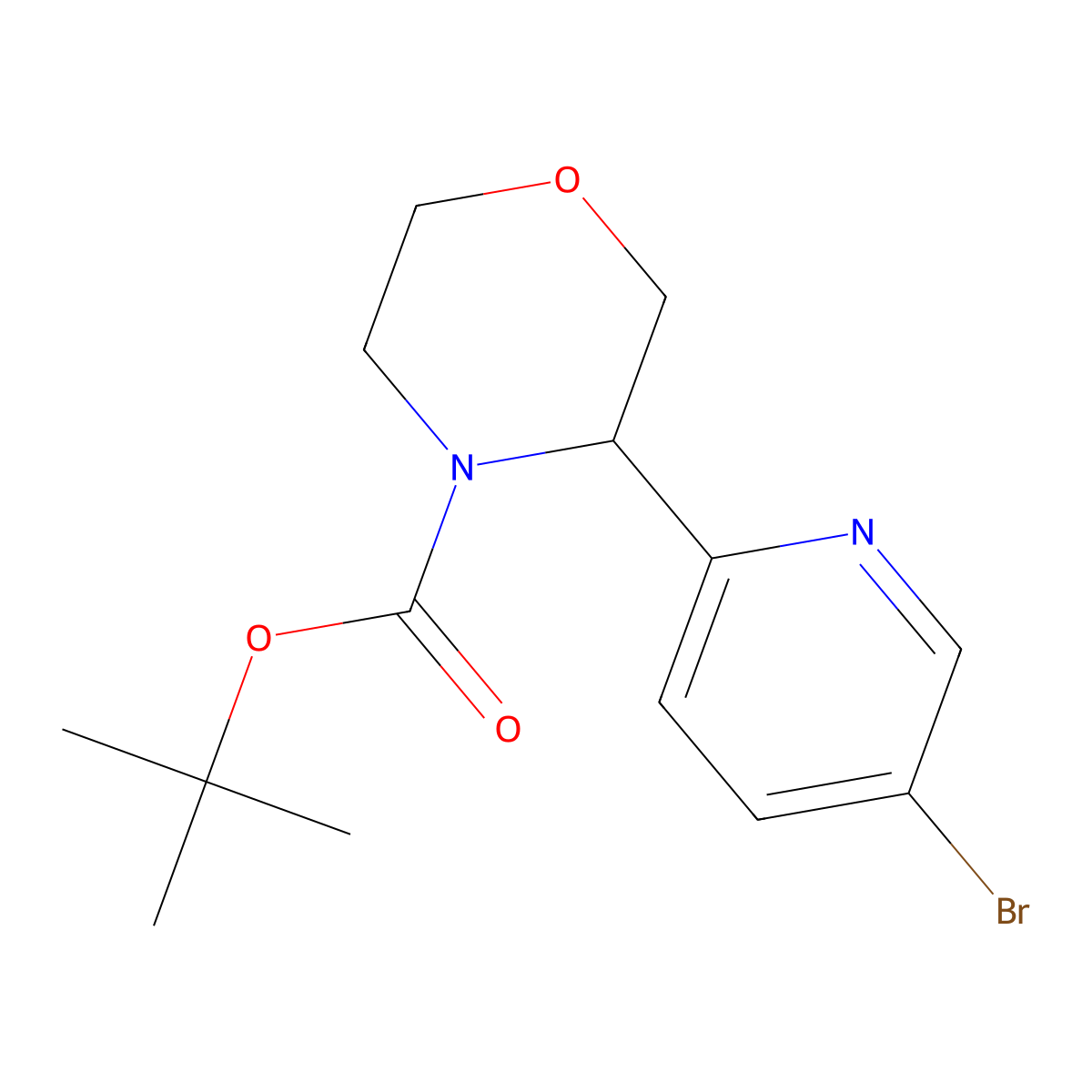 Tert-butyl 3-(5-bromopyridin-2-yl)morpholine-4-carboxylate molecular structure, CAS 1454908-13-4