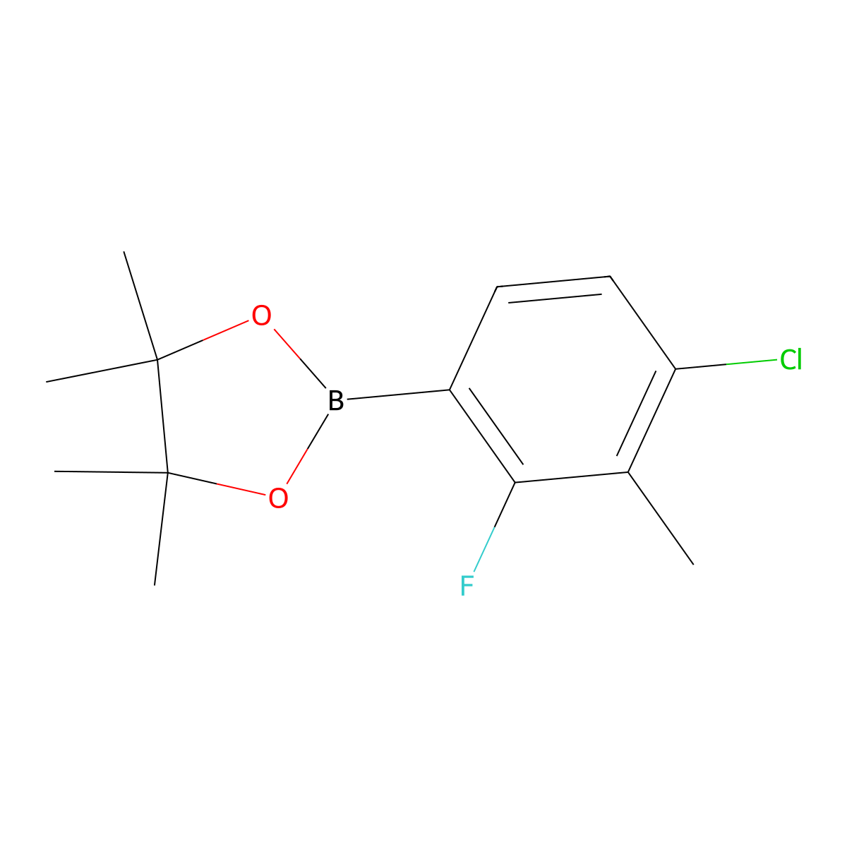 2-(4-Chloro-2-fluoro-3-methylphenyl)-4,4,5,5-tetramethyl-1,3,2-dioxaborolane molecular structure, CAS 1454914-16-9