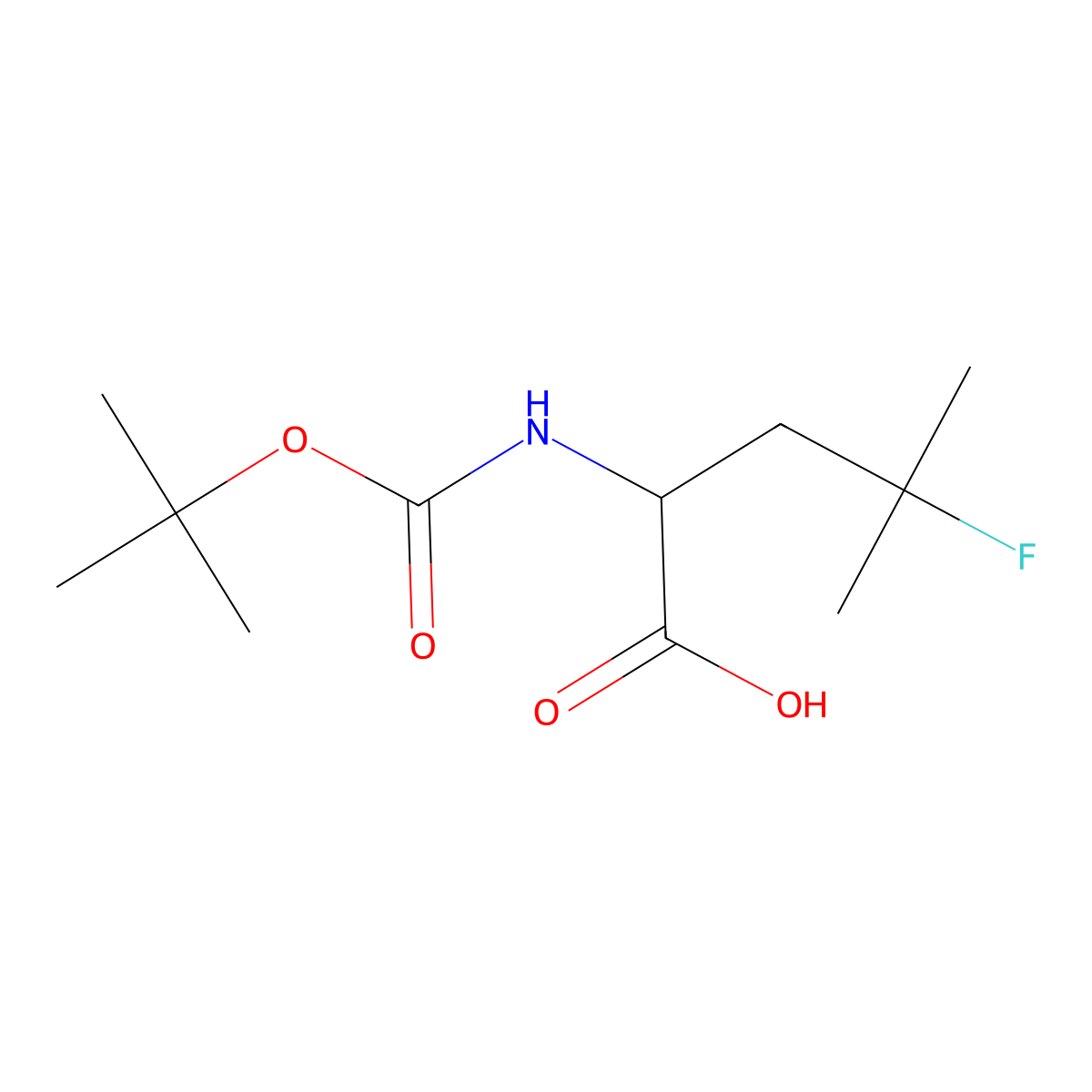 (R)-2-((Tert-butoxycarbonyl)amino)-4-fluoro-4-methylpentanoic acid molecular structure, CAS 1454914-50-1