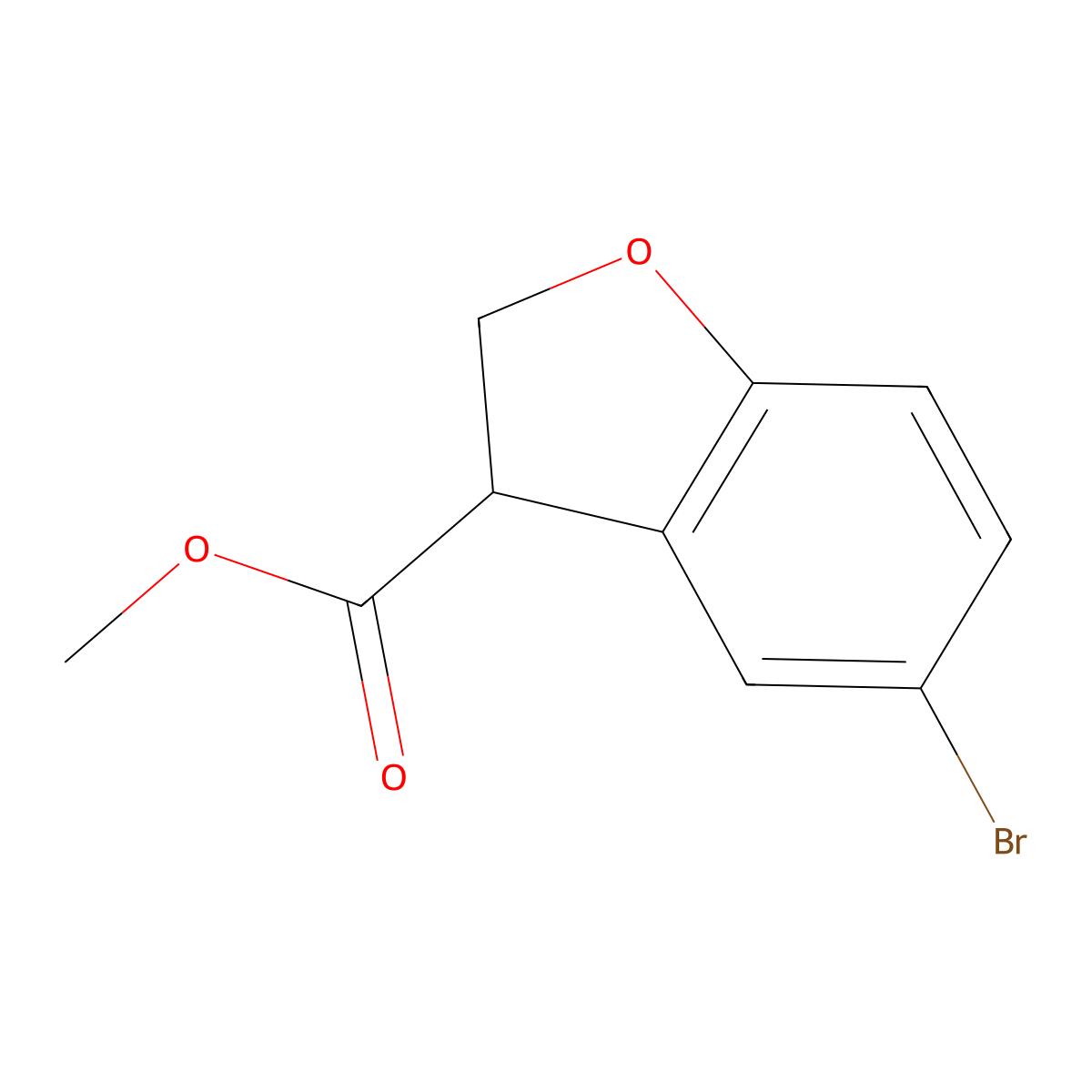 Methyl 5-bromo-2,3-dihydro-1-benzofuran-3-carboxylate molecular structure, CAS 1454928-04-1