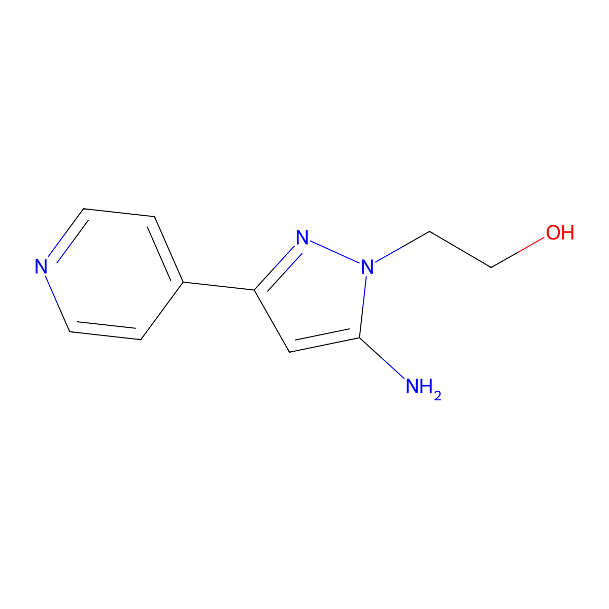 2-[5-Amino-3-(pyridin-4-YL)-1H-pyrazol-1-YL]ethan-1-OL molecular structure, CAS 14550-40-4