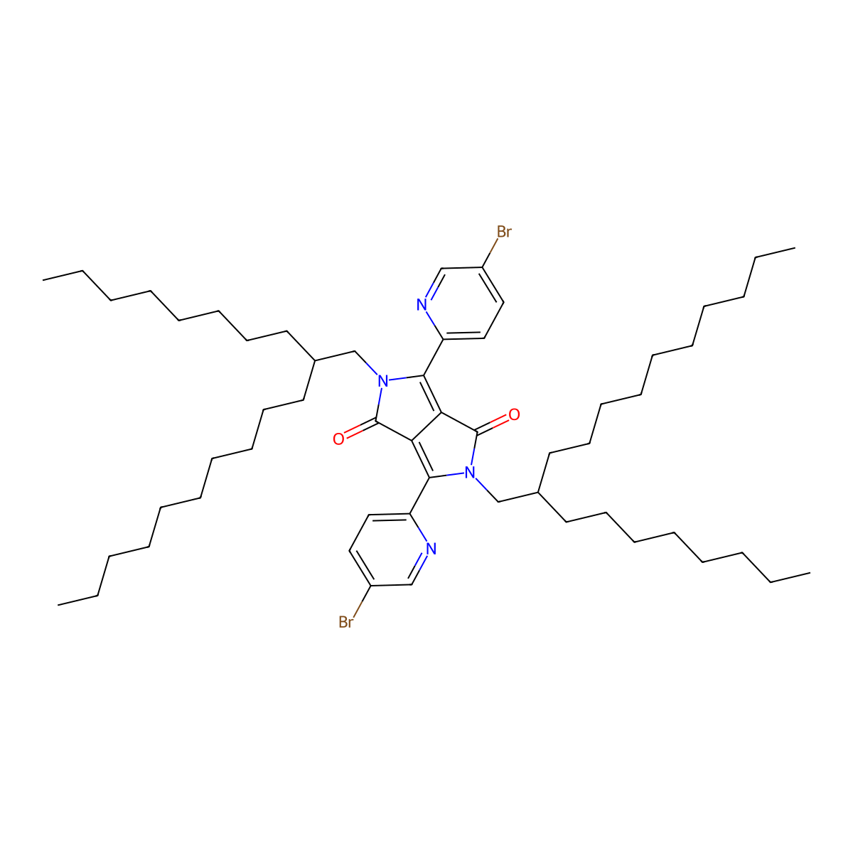 3,6-Bis(5-bromopyridin-2-yl)-2,5-bis(2-octyldodecyl)-2,5-dihydropyrrolo(3,4-c)pyrrole-1,4-dione molecular structure, CAS 1455028-34-8
