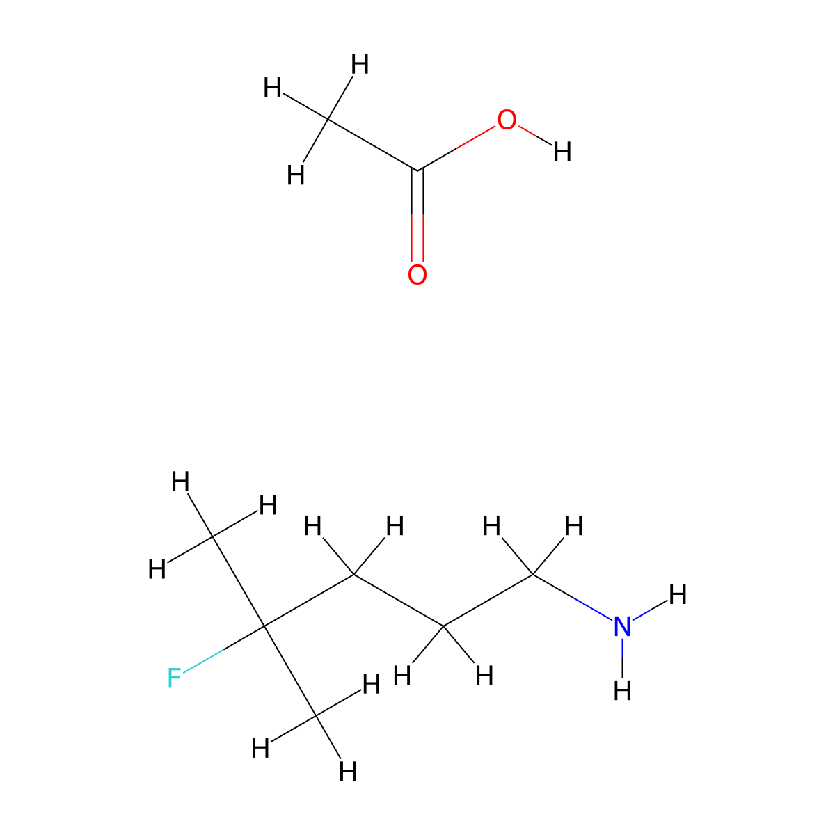 4-Fluoro-4-methylpentan-1-amine, acetic acid molecular structure, CAS 1455037-27-0