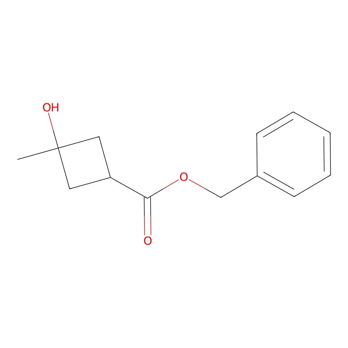 Benzyl 3-hydroxy-3-methylcyclobutanecarboxylate molecular structure, CAS 1455037-38-3
