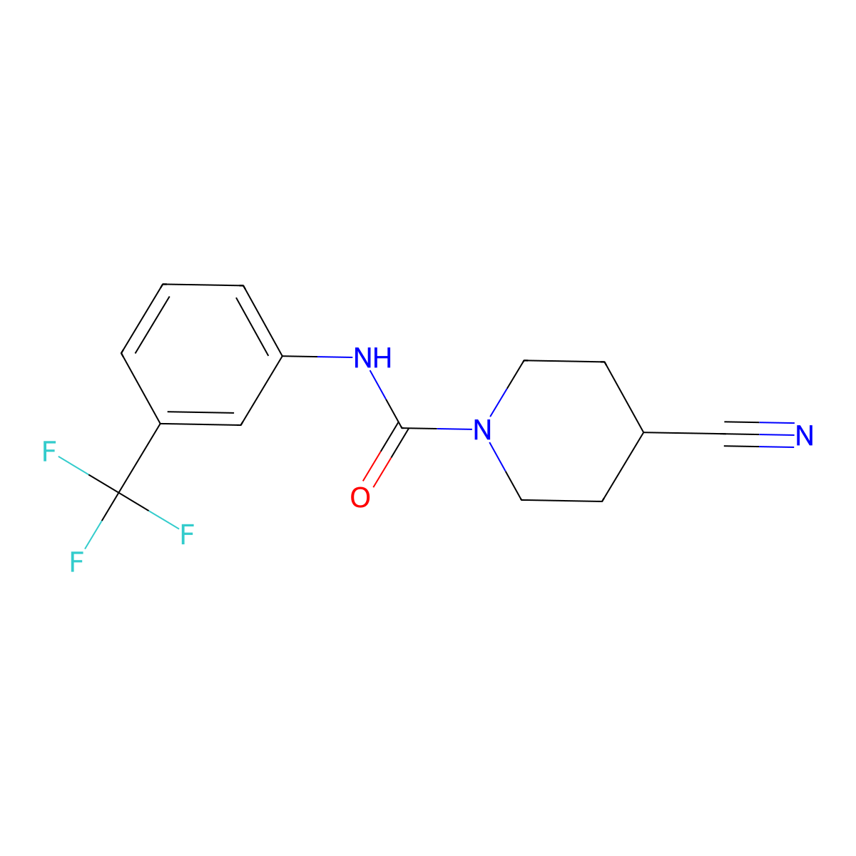 4-cyano-N-[3-(trifluoromethyl)phenyl]piperidine-1-carboxamide molecular structure, CAS 1455079-06-7