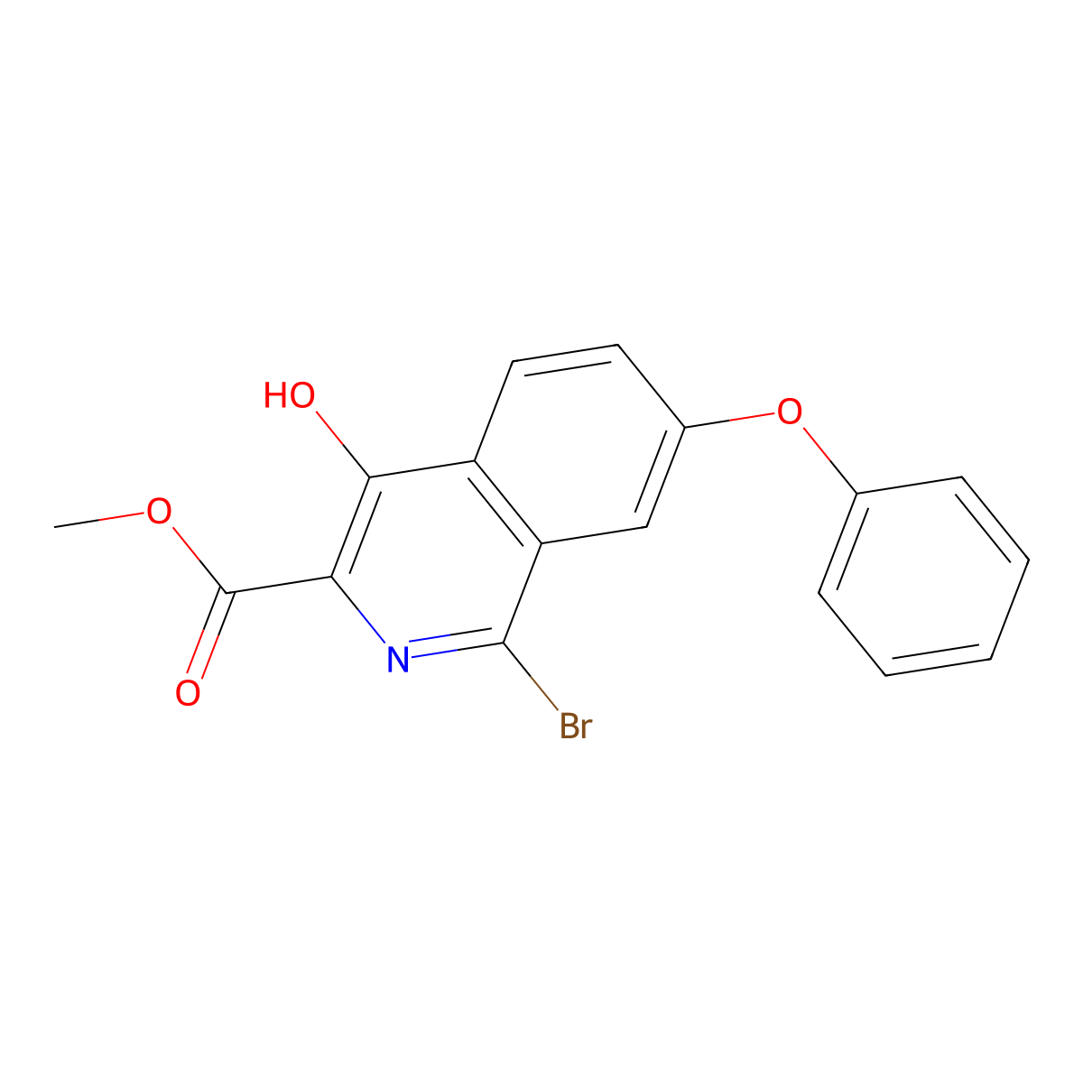 Methyl 1-bromo-4-hydroxy-7-phenoxyisoquinoline-3-carboxylate molecular structure, CAS 1455091-21-0