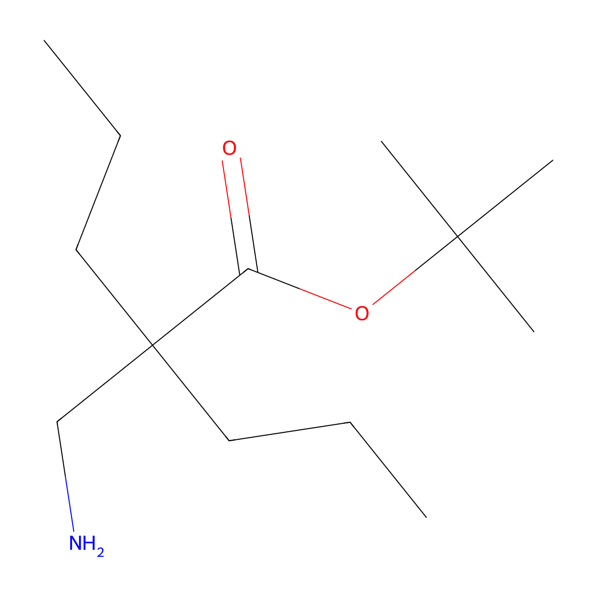 Tert-butyl 2-(aminomethyl)-2-propylpentanoate molecular structure, CAS 1455091-44-7