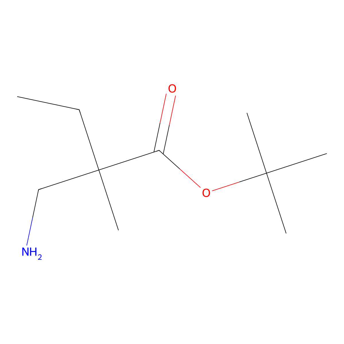 tert-Butyl 2-(aminomethyl)-2-methylbutanoate molecular structure, CAS 1455092-96-2