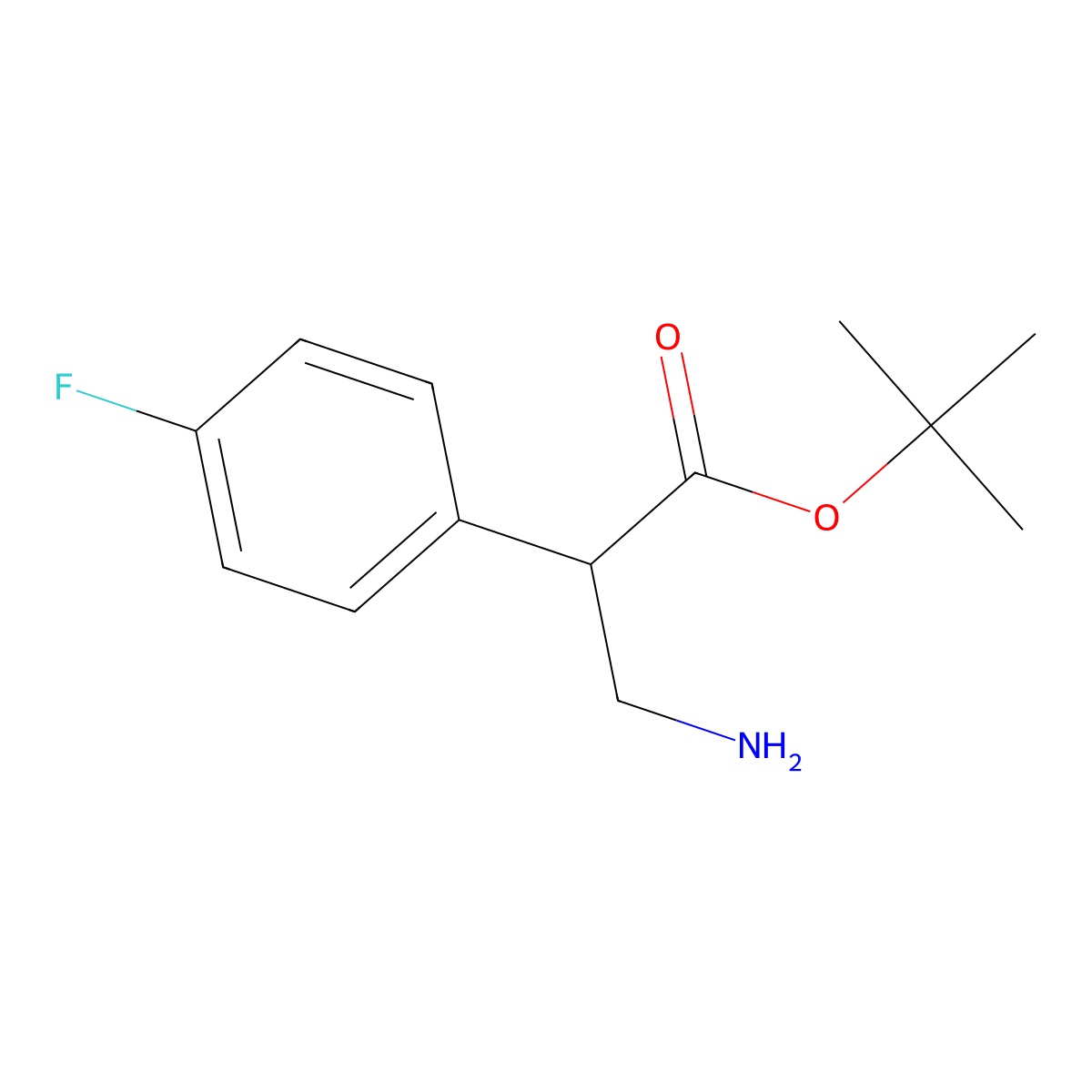 Tert-butyl 3-amino-2-(4-fluorophenyl)propanoate molecular structure, CAS 1455095-32-5