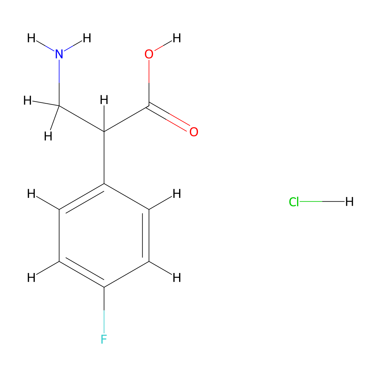 3-Amino-2-(4-fluoro-phenyl)-propionic acid hydrochloride molecular structure, CAS 1455095-34-7