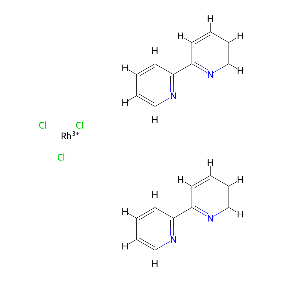 2-Pyridin-2-ylpyridine rhodium(III) trichloride molecular structure, CAS 14551-15-6