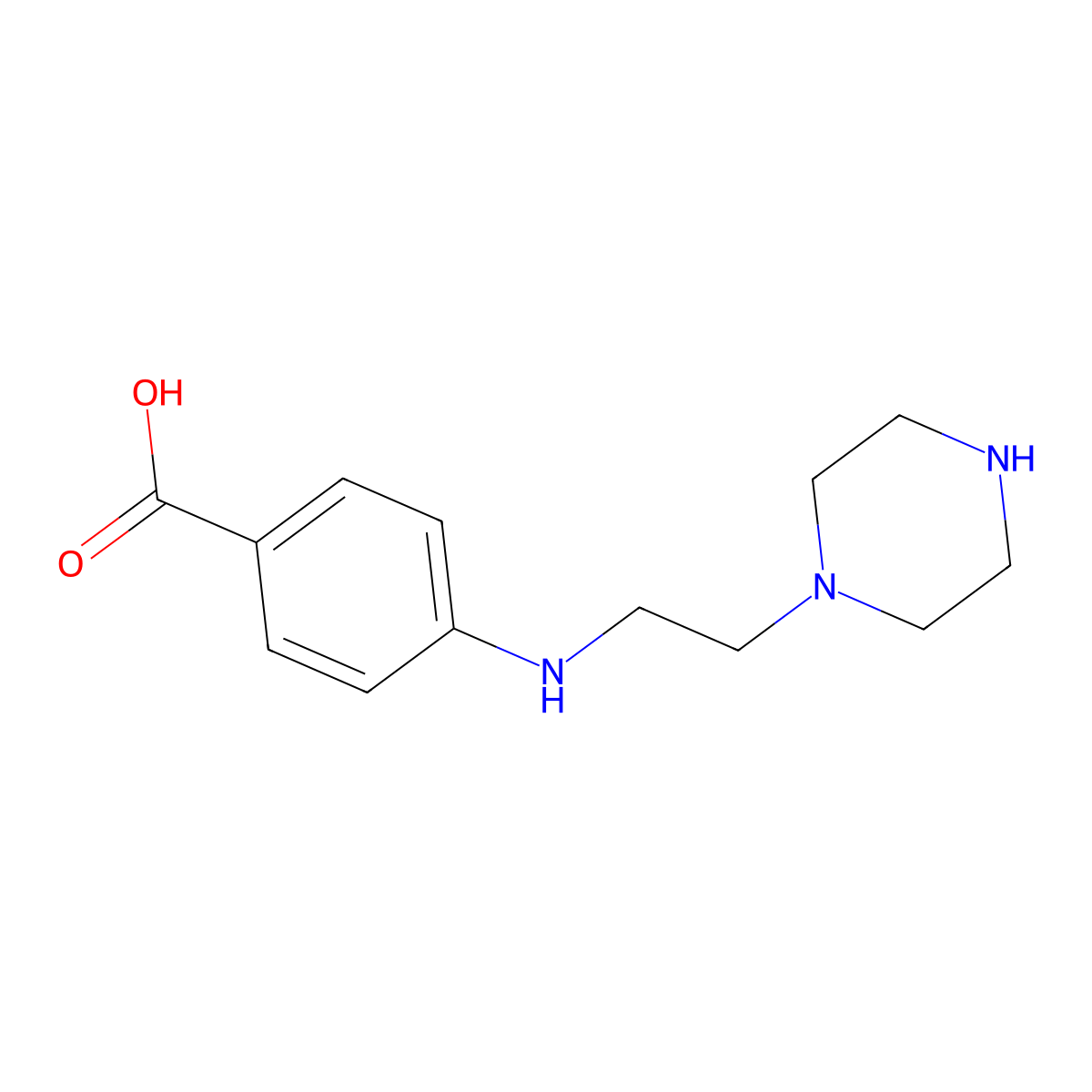 4-{[2-(Piperazin-1-yl)ethyl]amino}benzoic acid molecular structure, CAS 1455146-20-9