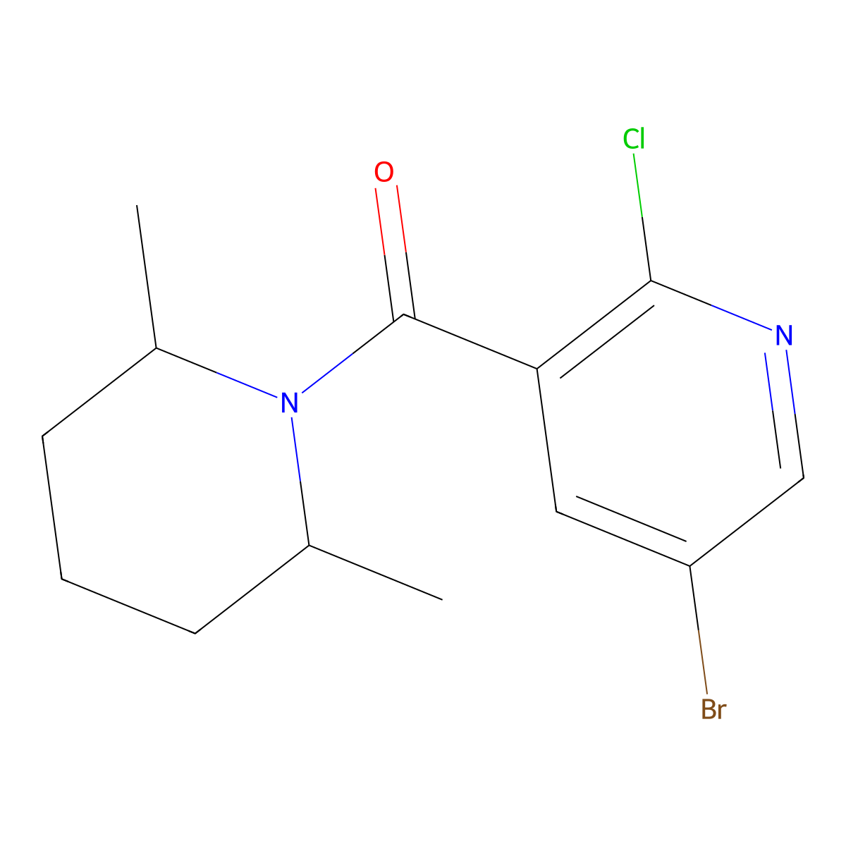 5-Bromo-2-chloro-3-(2,6-dimethylpiperidine-1-carbonyl)pyridine molecular structure, CAS 1455189-66-8