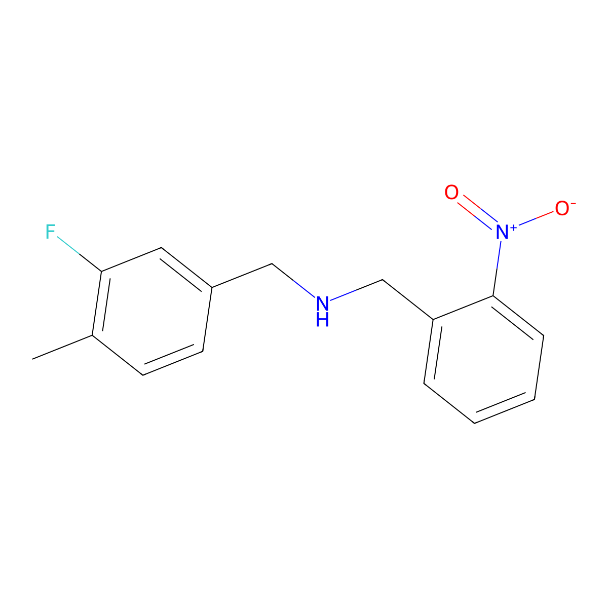 [(3-Fluoro-4-methylphenyl)methyl][(2-nitrophenyl)methyl]amine molecular structure, CAS 1455221-45-0