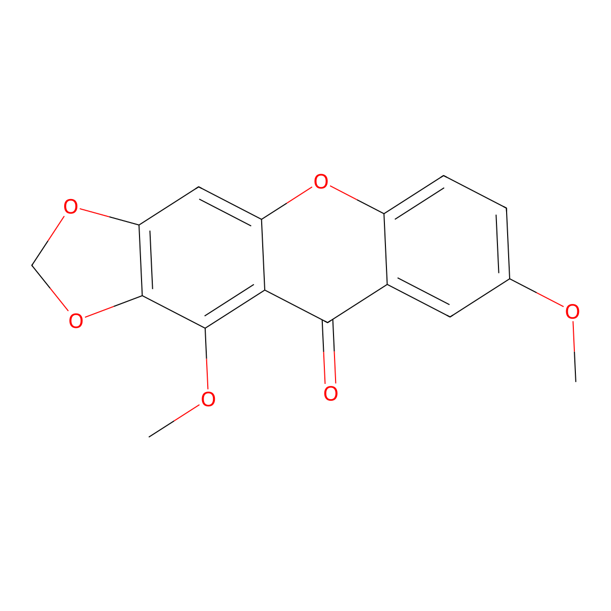 1,7-Dimethoxy-2,3-methylenedioxyxanthone molecular structure, CAS 145523-71-3