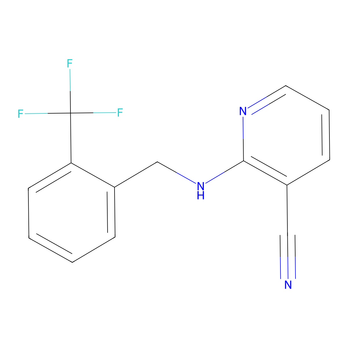 2-({[2-(Trifluoromethyl)phenyl]methyl}amino)pyridine-3-carbonitrile molecular structure, CAS 1455240-26-2