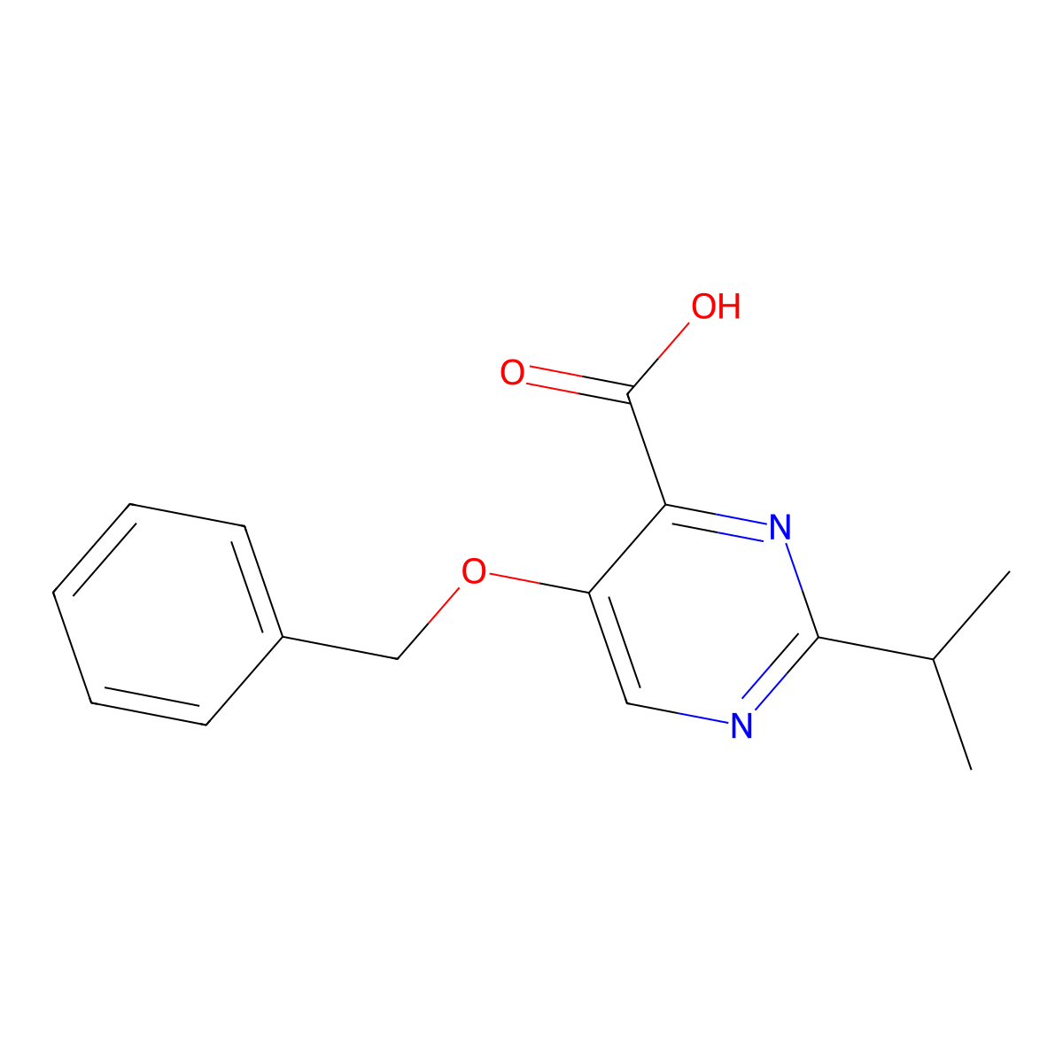 5-(Benzyloxy)-2-(propan-2-yl)pyrimidine-4-carboxylic acid molecular structure, CAS 1455280-92-8