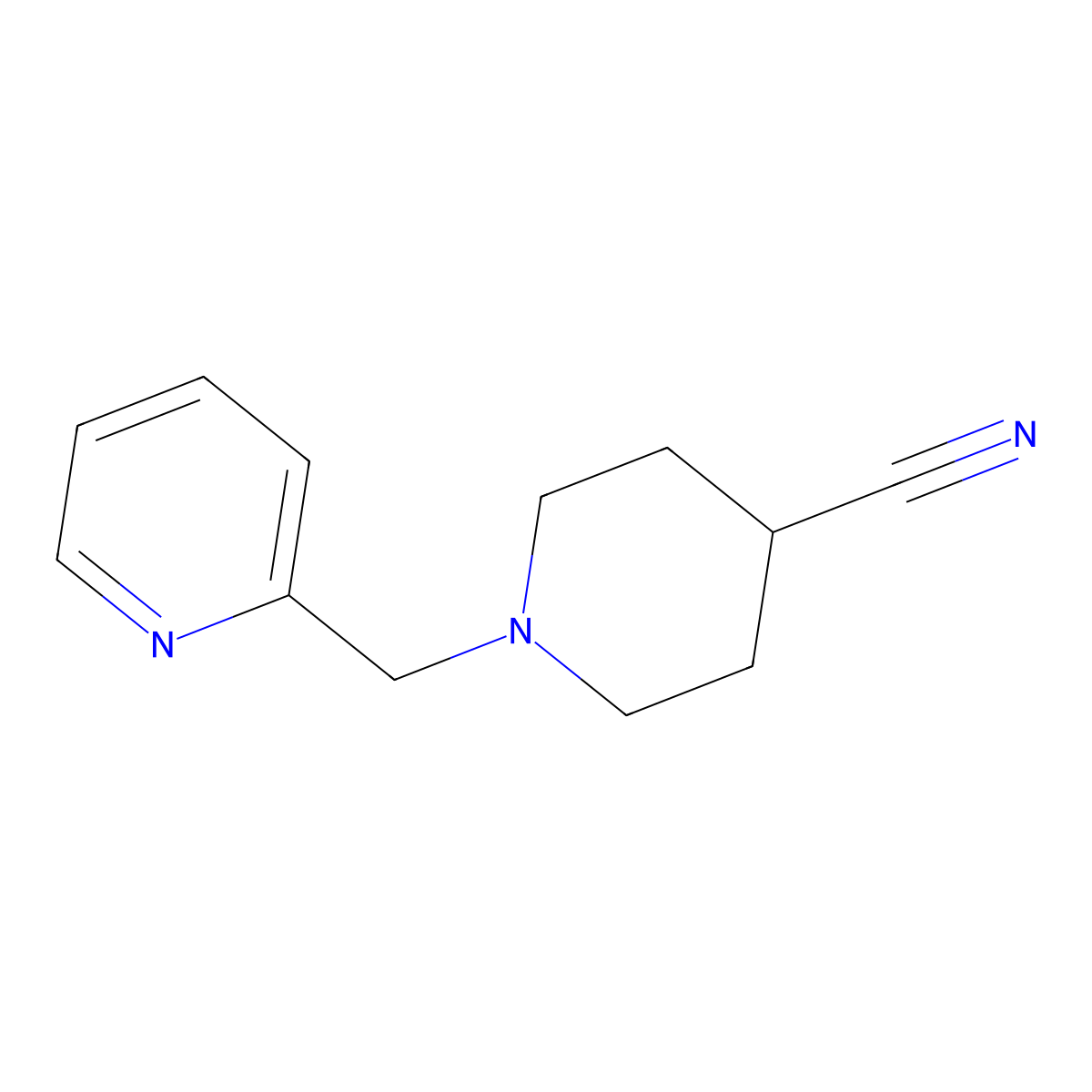 1-(Pyridin-2-ylmethyl)piperidine-4-carbonitrile molecular structure, CAS 1455324-62-5