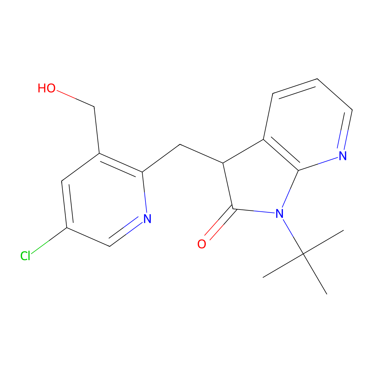 1-(tert-Butyl)-3-((5-chloro-3-(hydroxymethyl)pyridin-2-yl)methyl)-1H-pyrrolo[2,3-b]pyridin-2(3H)-one molecular structure, CAS 1455358-11-8