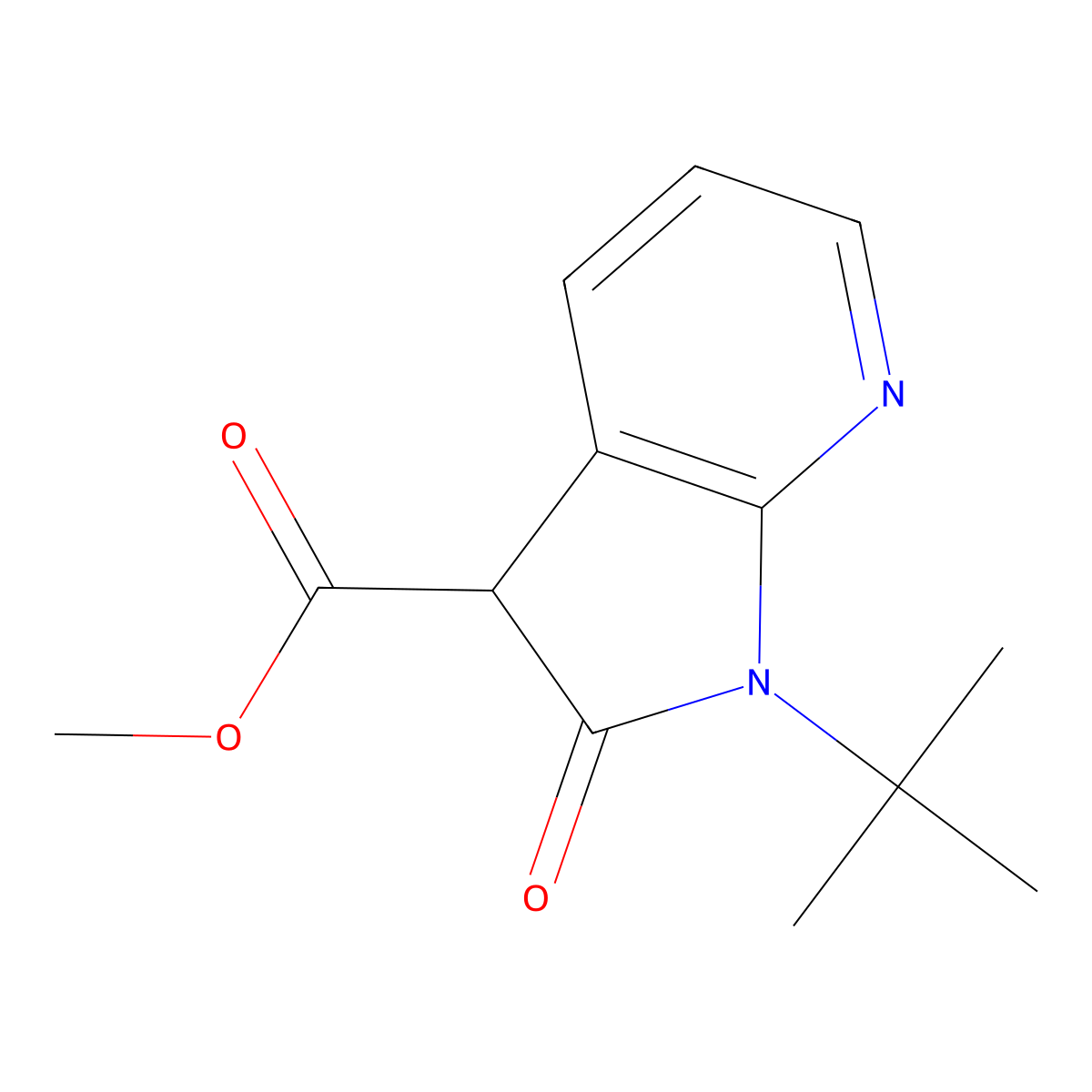 Methyl 1-tert-butyl-2-oxo-1H,2H,3H-pyrrolo[2,3-b]pyridine-3-carboxylate molecular structure, CAS 1455358-36-7