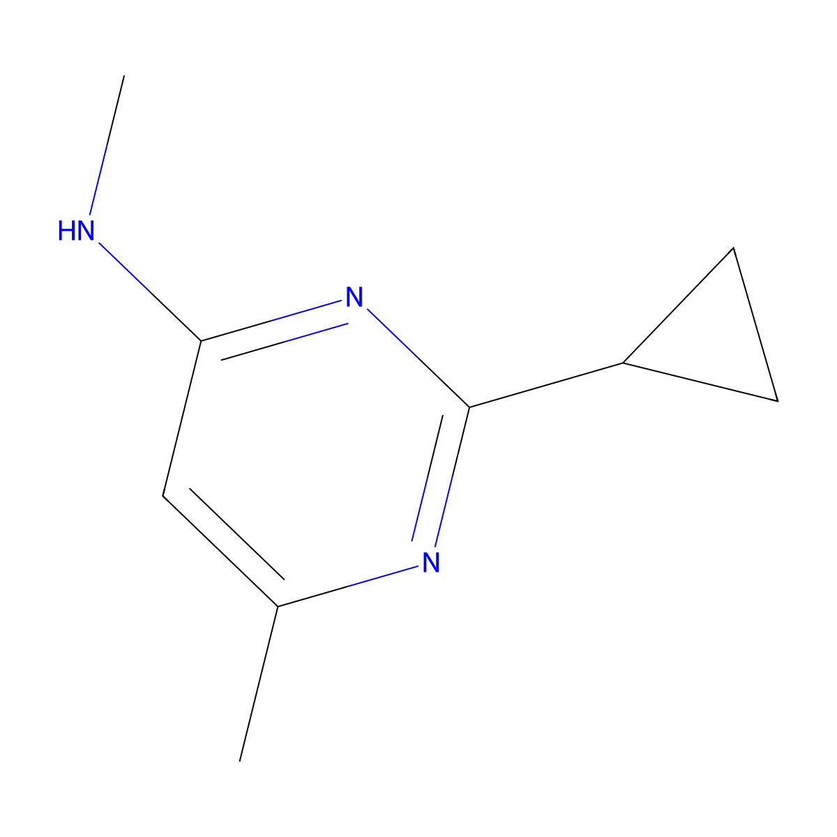2-cyclopropyl-N,6-dimethylpyrimidin-4-amine molecular structure, CAS 1455361-92-8
